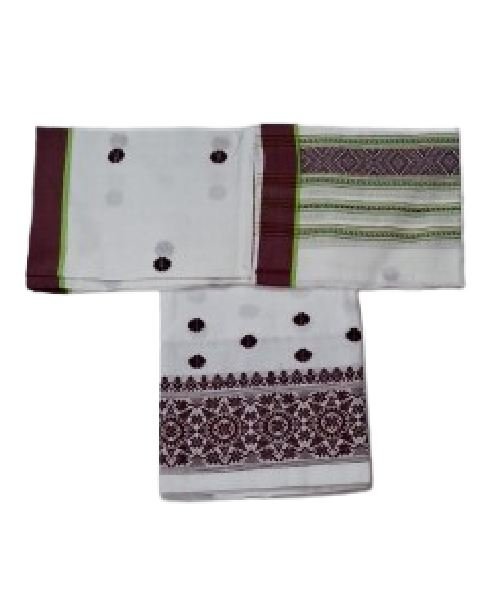 Pokuwa Huta Pure Cotton Mekhela Chador – Handwoven Traditional Deori Wear