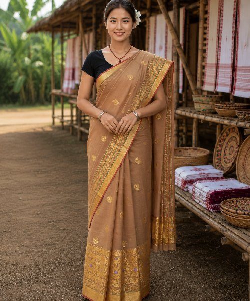 Handwoven Mixed Pat Silk Mekhela Chador