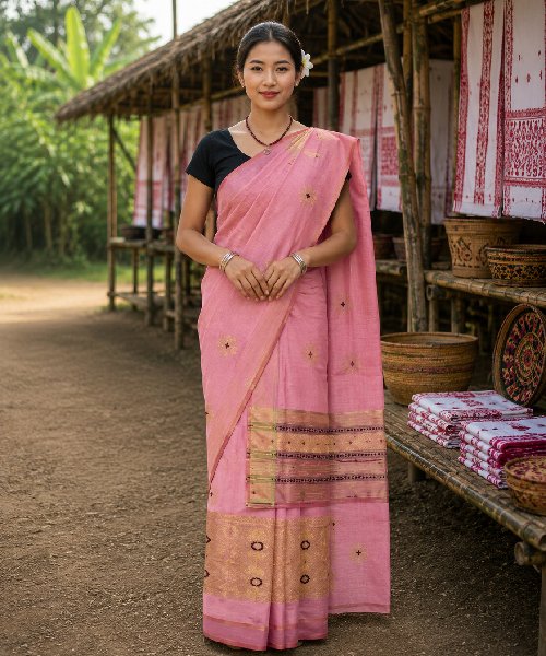 Handwoven Mixed Pat Silk Mekhela Chador