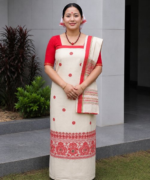 Resmi Cotton Mekhela Chador – Handwoven Traditional Deori Ethnic Wear