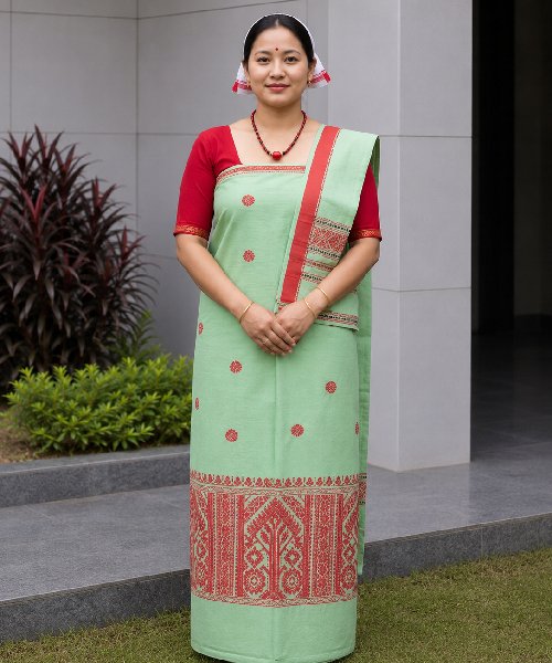 Resmi Cotton Mekhela Chador – Handwoven Traditional Deori Ethnic Wear