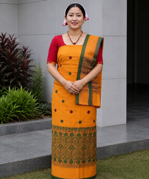Resmi Cotton Mekhela Chador – Handwoven Traditional Deori Ethnic Wear