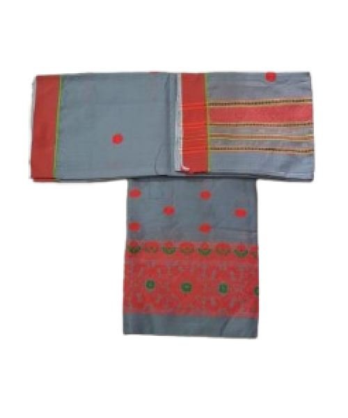 Staple Cotton Mekhela Chador – HandwovenTraditional by Deori in Assam