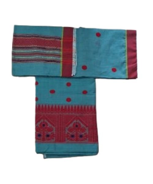 Staple Cotton Mekhela Chador – HandwovenTraditional by Deori in Assam