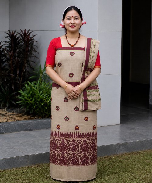Toss silk Mekhela (3) Toss Silk Mekhela With Blouse and Single Centre Border Gamusa.( Joka Chiba)