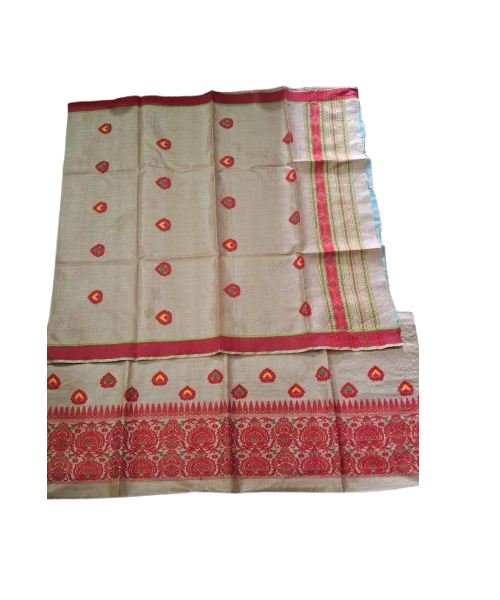 Toss silk mekhela1 Toss Silk Mekhela With Blouse and Single Centre Border Gamusa.( Joka Chiba)