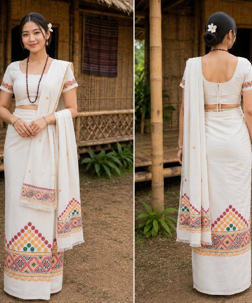 Padmini by Padmini Single Long Mekhela with Blouse.