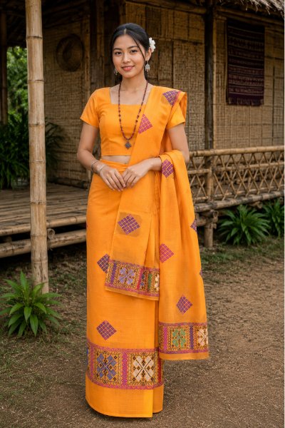 Padmini by Padmini Single Long Mekhela with Blouse.