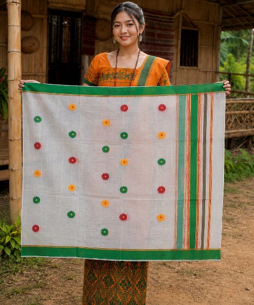 Nooni Jokachiba Nooni Silk Single Centre Border Gamusa (Joka Chiba) – Handwoven by Deori Artisans