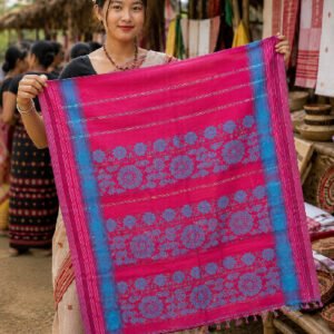 Handwoven Padmini Silk Gamusa with Floral Designs on Both Sides